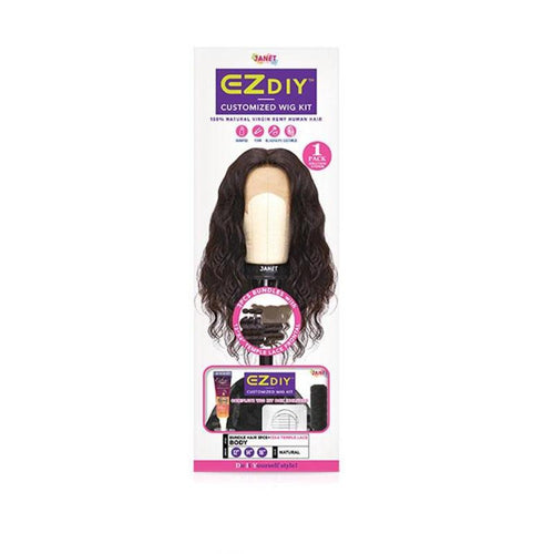 Janet EZ DIY 100%  Natural Virgin Remy Human Hair Bundle Customized Wig Kit Body Wave Natural
