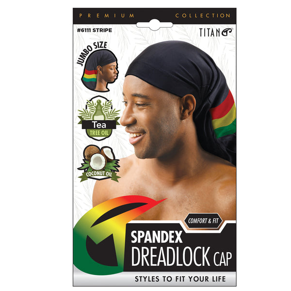 Titan Spandex Dreadlock Cap Jumbo Size w/Tea Tree Oil - Black